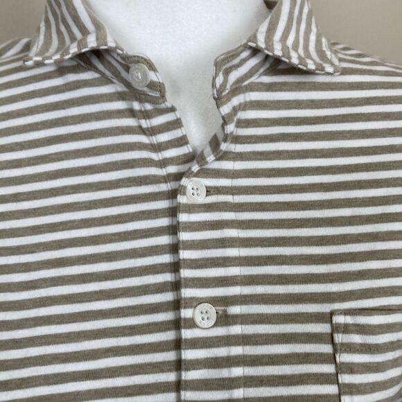 J. Crew Factory Striped Slub Cotton 3 Button Pocket Polo Size Medium (N5) - Picture 3 of 9